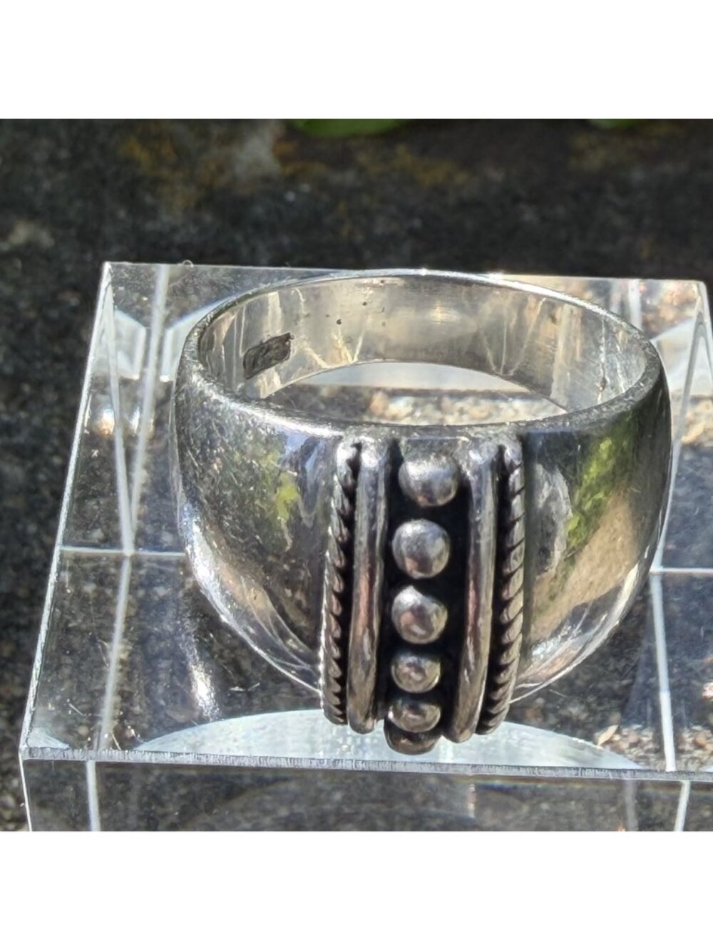 Vintage Sterling Silver 925 Bali Design Ring Size 8 58 Wide Cigar Band Bohemian - Picture 12 of 12